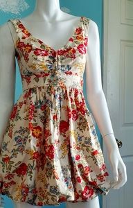 Forever 21 Floral V-neck Bubble Hem Dress size S